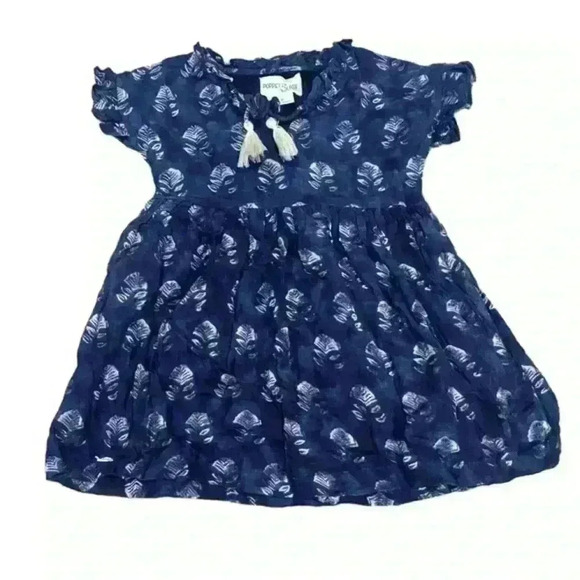 Poppet & Fox Jodhpur Leaves Woven Dress Toddler Cotton Short Sleeve Spring 3 - Picture 2 of 11